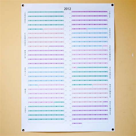 One Year Continuous Calendar Poster Calendar Poster Monthly Calendar