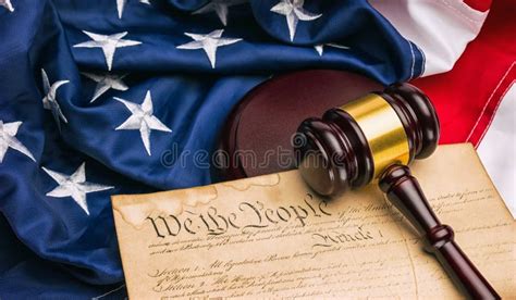 American Constitution We The People With Usa Flag And Judge Gavel