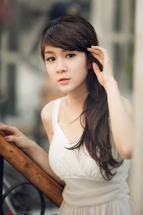 Wallpaper Asian Brunette Long Hair Portrait Display Women