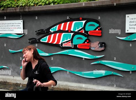 Native Alaskan public art illustrating ancient legends Stock Photo - Alamy