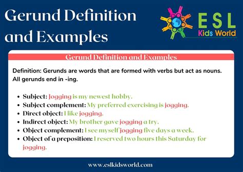 Gerund Definition And Examples What Are Gerunds Esl Kids World