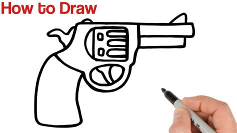 How To Draw A Cartoon Gun Easy Pin On Easy Drawings For Beginners