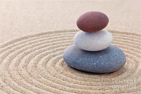 Three Pebble Stack Zen Garden Photograph By Richard Thomas