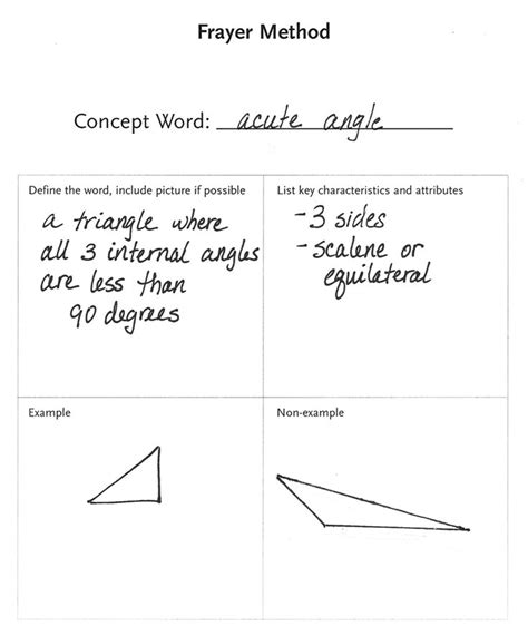 Angle Vocabulary Worksheet