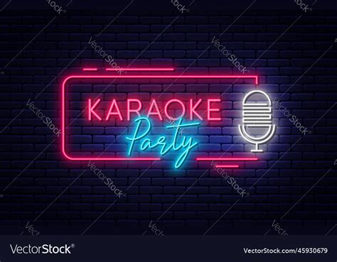 Karaoke Party Neon Signboard Neon Light Royalty Free Vector