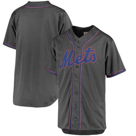 Majestic New York Mets Charcoal Fashion Big And Tall Team Jersey