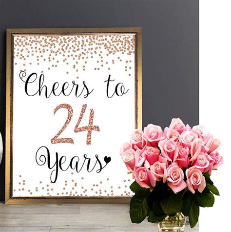 Cheers To 24 Years 24th Birthday Sign 24th Anniversary Sign Etsy