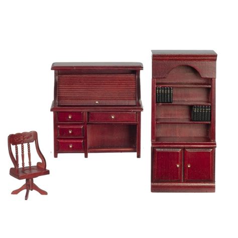 Dollhouse Miniature Mahogany Office Set Miniature Furniture