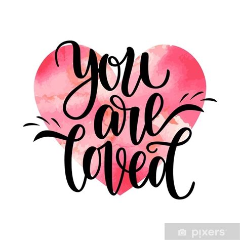 Poster Hand Written You Are Loved Phrase Card For Valentines Day February Vector