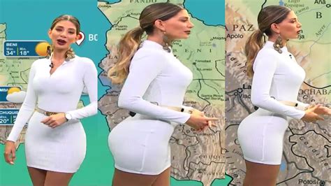 😍🍑🌈 Anabel Angus 2020 Hermosa 💋 En Sexy Mini Vestido Ajustado Blanco Chica Del Clima Youtube