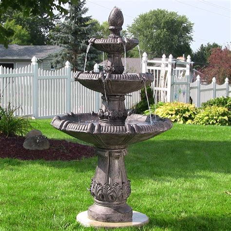 Gil1292 three tier water fountain. Classic Pineapple 3-Tier Fountain by Sunnydaze (met ...