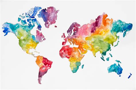 World Map Original Watercolor