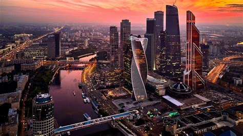 Moskva Ryssland Skyline Popular Travel Destinations Sunset City