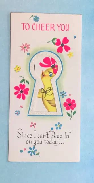 Vintage 1960s Birthday Greeting Card To Cheer You Cute 60s Art Used