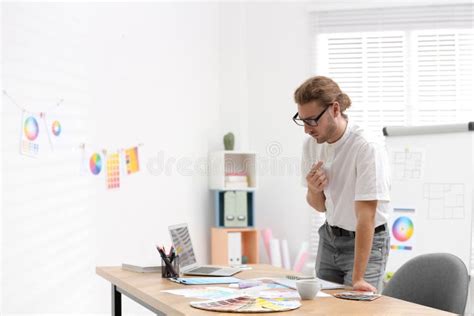 Professional Interior Designer At Workplace Stock Photo Image Of
