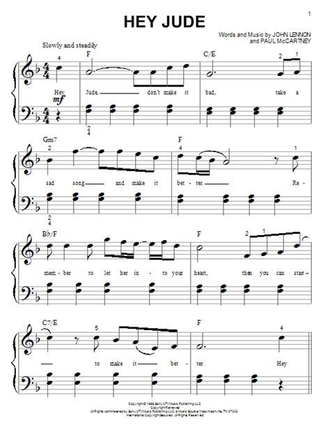 It focused on the vocals of mccartney with a piano accompaniment and added instrumentation at the song continues in sections. Hey Jude sheet music by The Beatles (Piano (Big Notes) - 99639)