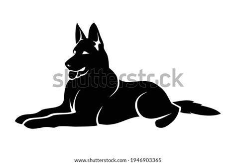 German Shepherd Dog Isolated Outlined Vector Stock Vector Royalty Free