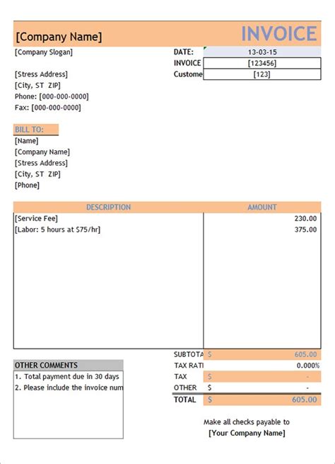 25 Service Invoices Sample Templates Sample Templates