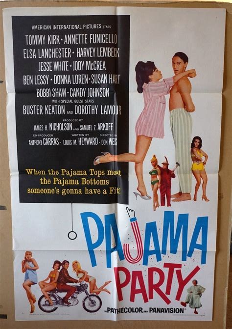 Pajama Party Original Movie Poster 1964 Annette Funicello Ebay