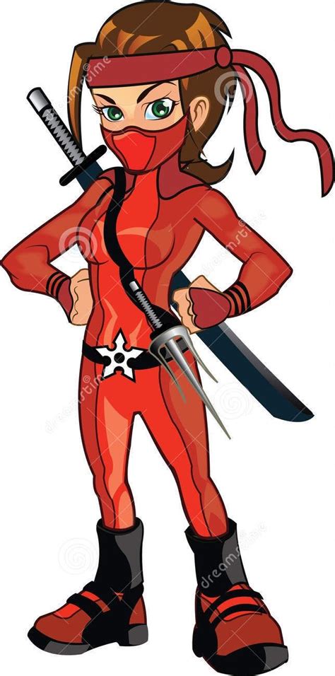 Female Ninja Standing Poses Cute Art Deadpool Cartoon Superhero