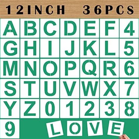 Alphabet Letter Stencils 12 Inch 36 Pcs Reusable Plastic Letter And