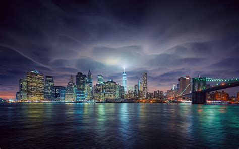New York City Skyline At Night Hd Wallpaper Background