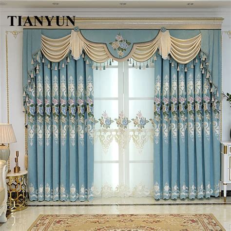 Tianyun Luxury European Style Embroidered Curtains For The Living Room