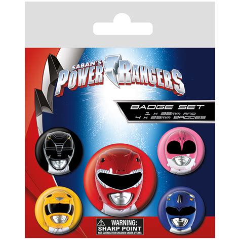 Power Rangers Helmets 5 Badge Set Film Button Pin Film