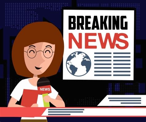 Breaking News Background Reporter Icon Colored Cartoon Free Vector In