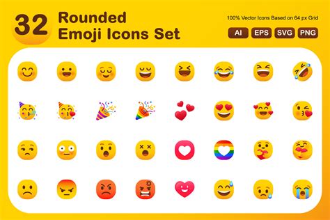 Rounded Emoji Icons Set Graphic By Innni · Creative Fabrica