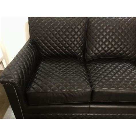 Stylish Drexel Heritage Modern Black Quilted Leather Sofa Chairish