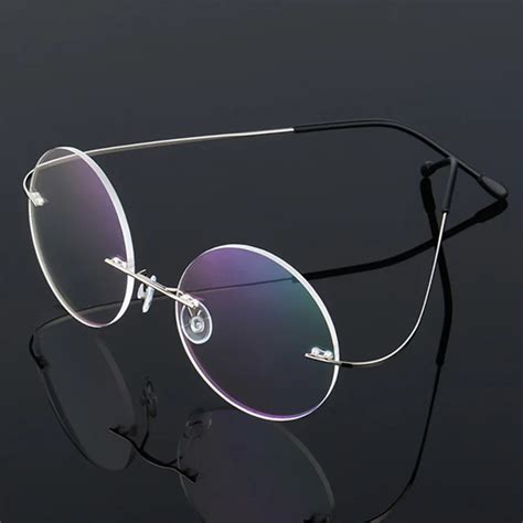 Uvlaik Round Titanium Alloy Glasses Frame Men Women Frameless Spectacle Frame Rimless Eyewear