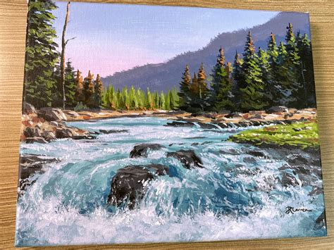 Acrylic Painting Stream Waterfall Original Painting Etsy
