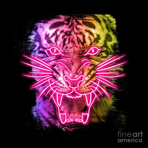tiger neon digital art by marcos o carvalho pixels