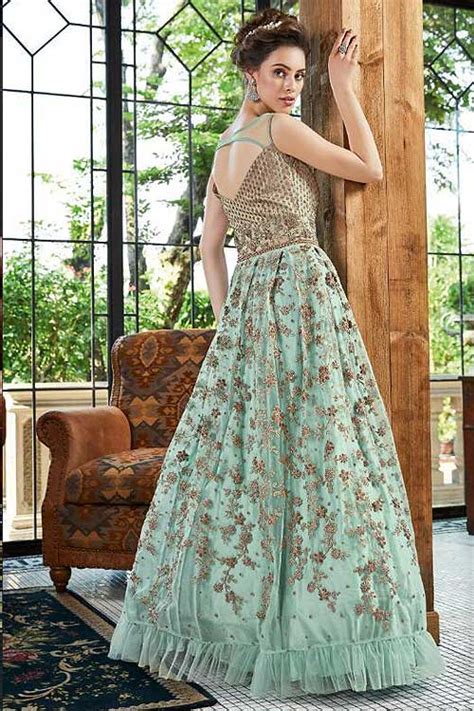 Buy Party Wear Floral Embroidered Anarkali Dress In Net Online Like A