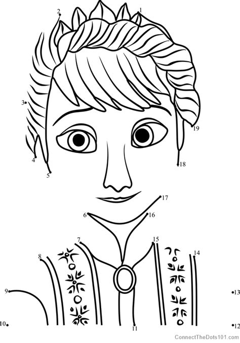 Queen Of Arendelle Frozen Dot To Dot Printable Worksheet Connect The