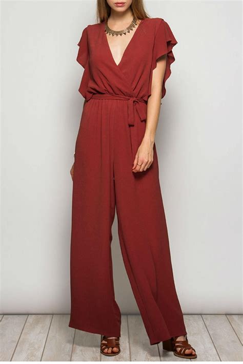Flutter Sleeve Jumpsuit Jumpsuit Fall Jumpsuit With Sleeves Ruffle