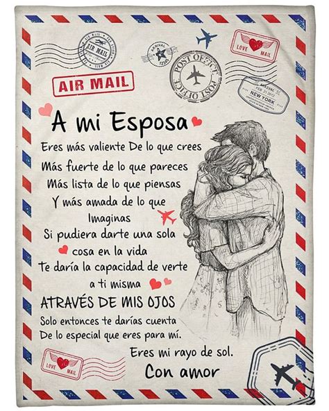 Carta personalizada A Mi Esposa Con Amor Marido Fleece Sherpa Etsy España Dedicatoria a mi