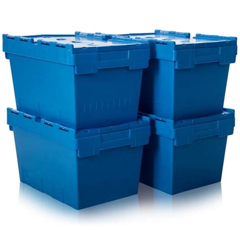 Our nestable heavy duty bins have integral moulded handles and are ideal for storing and transporting waste and ingredients around shop floors and commercial outlets. 32l Blue Heavy Duty Storage Box | 3 Pack | Plastic Box Shop