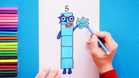 How To Draw Number 5 Numberblocks Easy Drawings Dibujos Faciles