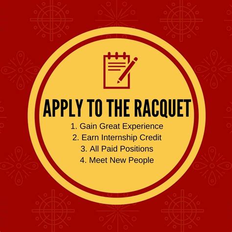 Apply To The Racquet Today The Racquet Press