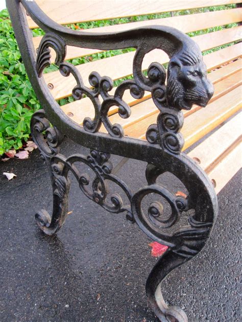 Vtg Antique Cast Iron Victorian Lion Head Urn Patio Garden Lawn Bench