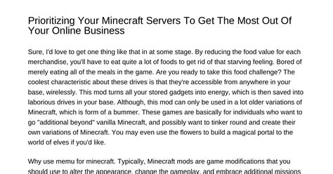 Prioritizing Your Minecraft Servers To Get The Most Out Of What You Are