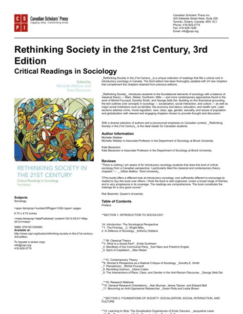 Rethinking Society In The 21st Century 3rd Edition