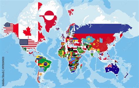 Political World Map With Country Flags Stock Vector Adobe Stock