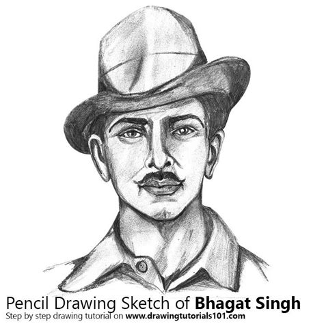 Learn How To Draw Bhagat Singh Famous People Step By Step Drawing