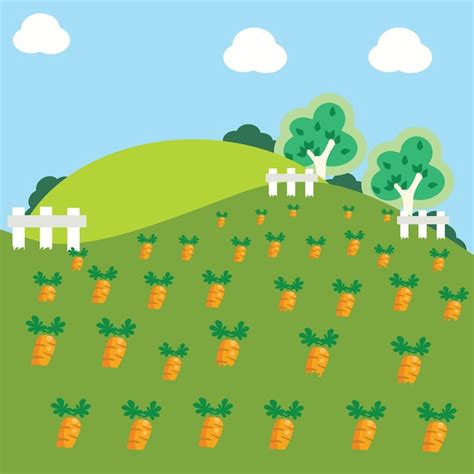 Premium Vector Carrot Garden Cartoon Illustration