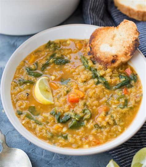 Red Lentil Soup With Spinach The Flavours Of Kitchen