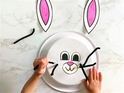 Paper Plate Bunny Kids Craft With Free Template Raising Veggie Lovers