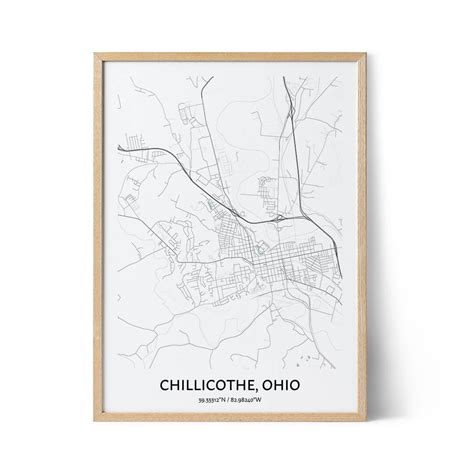 Chillicothe Map Poster Your City Map Art Positive Prints